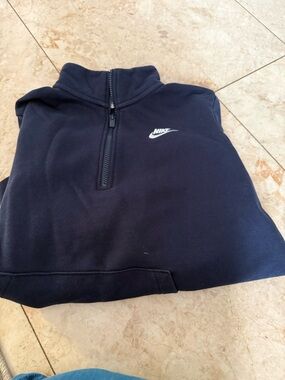 Nike Navy Full-Zip Pullover with White Swoosh